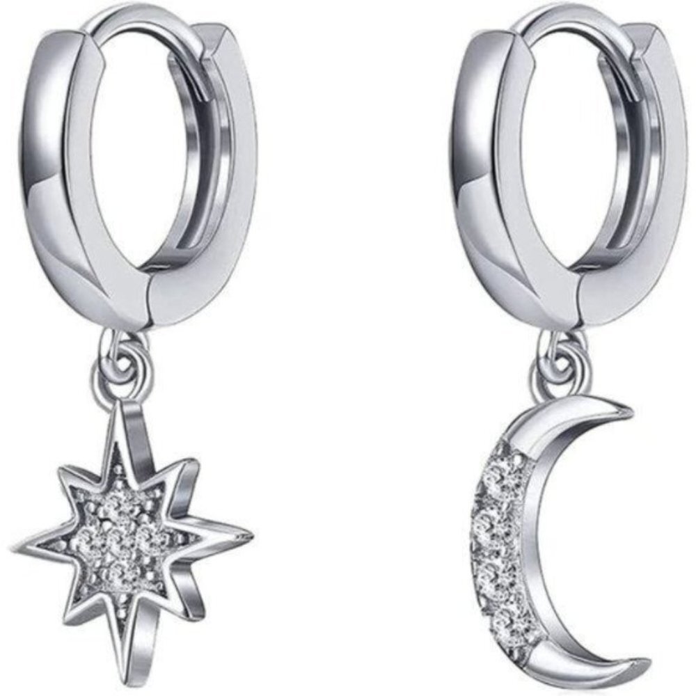 Moon Star Dangle Earring
